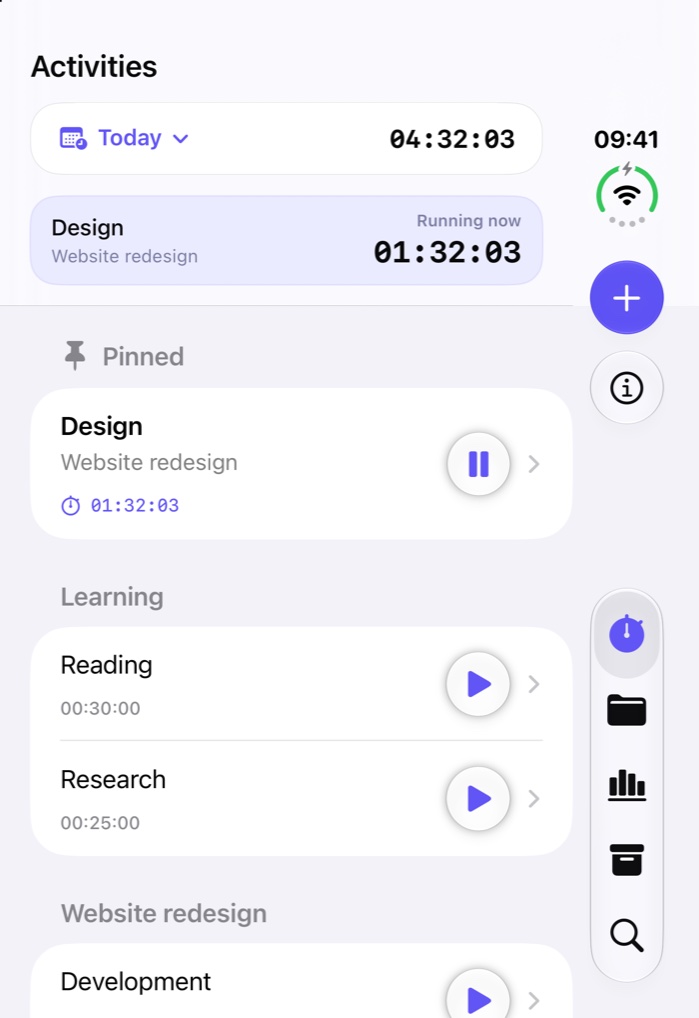 Outside: compact time tracking
