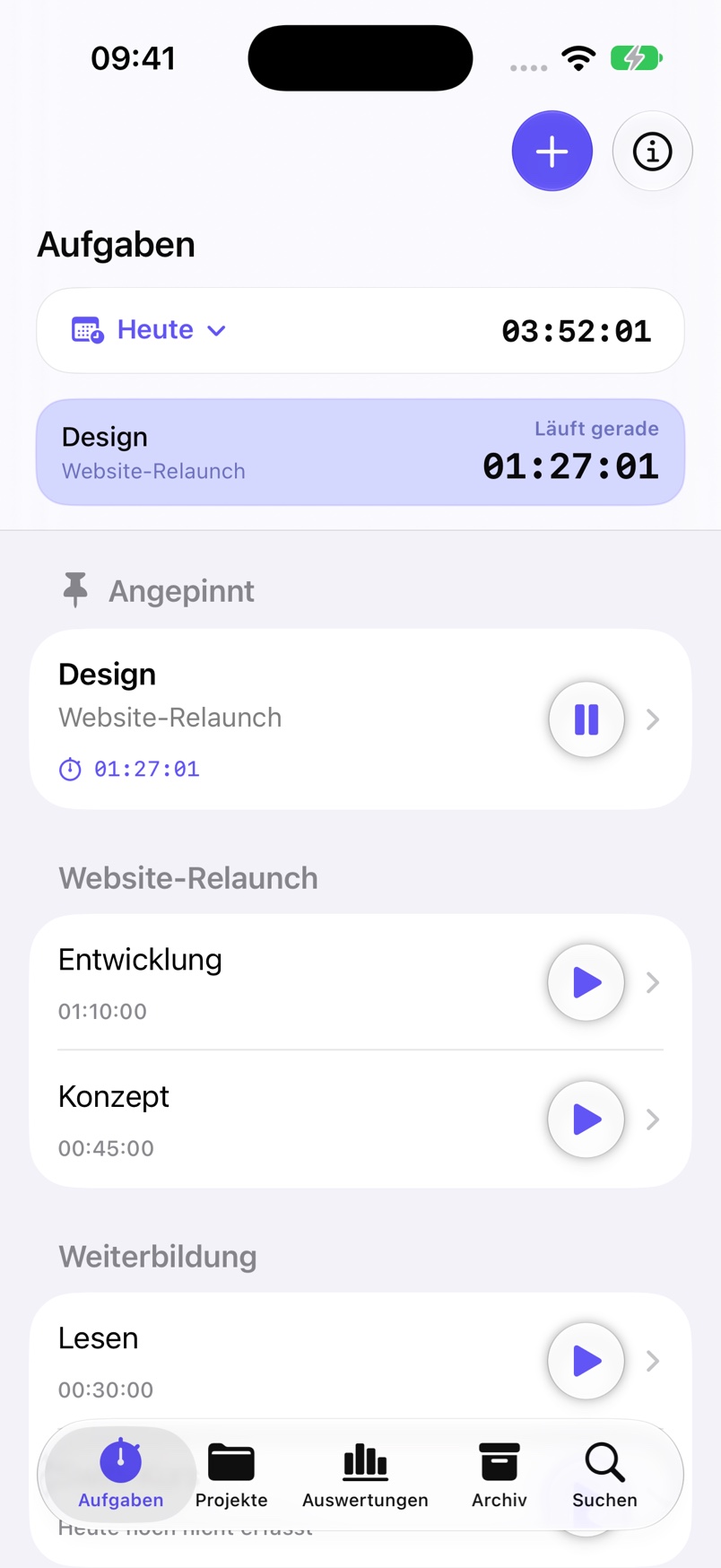 Zeiterfassung auf dem iPhone
